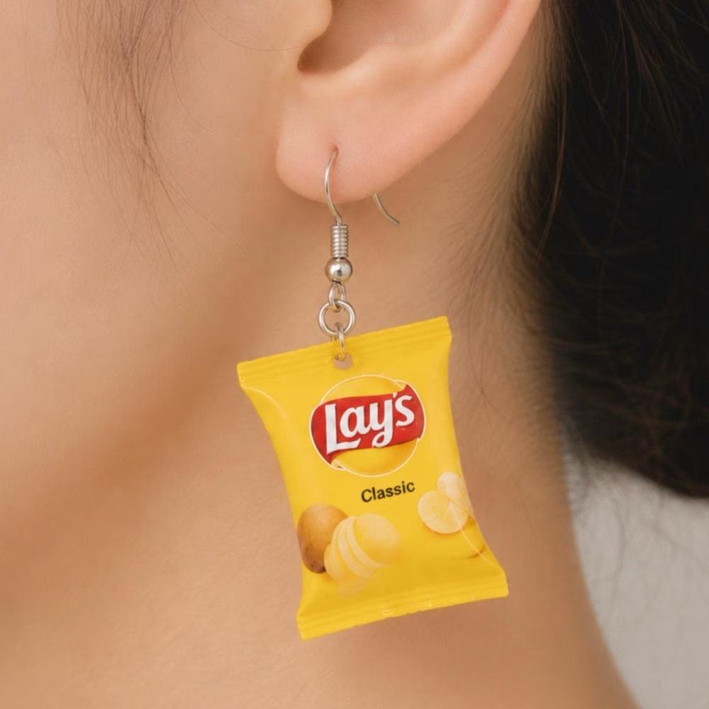 NWT Miniature Chip Bag Dangle Earrings - Handmade - Assorted Options